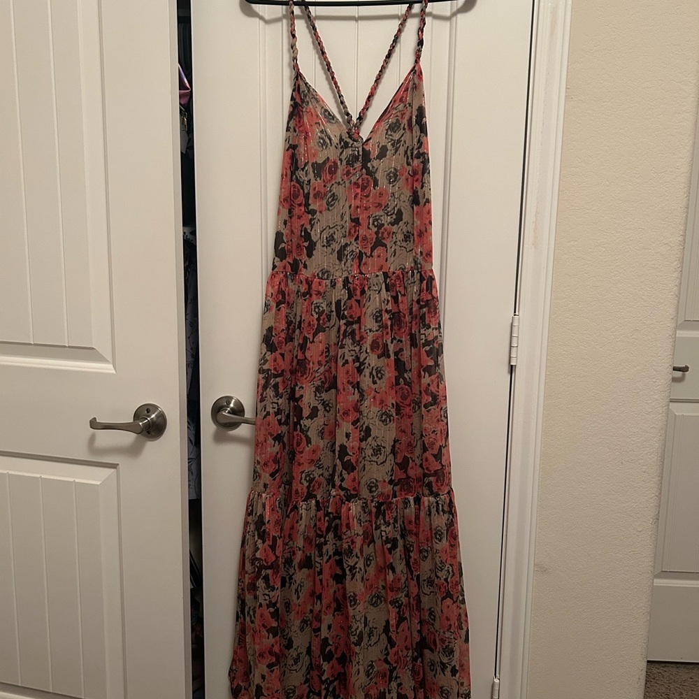 Astr Floral Print Maxi Dress in Red and Black